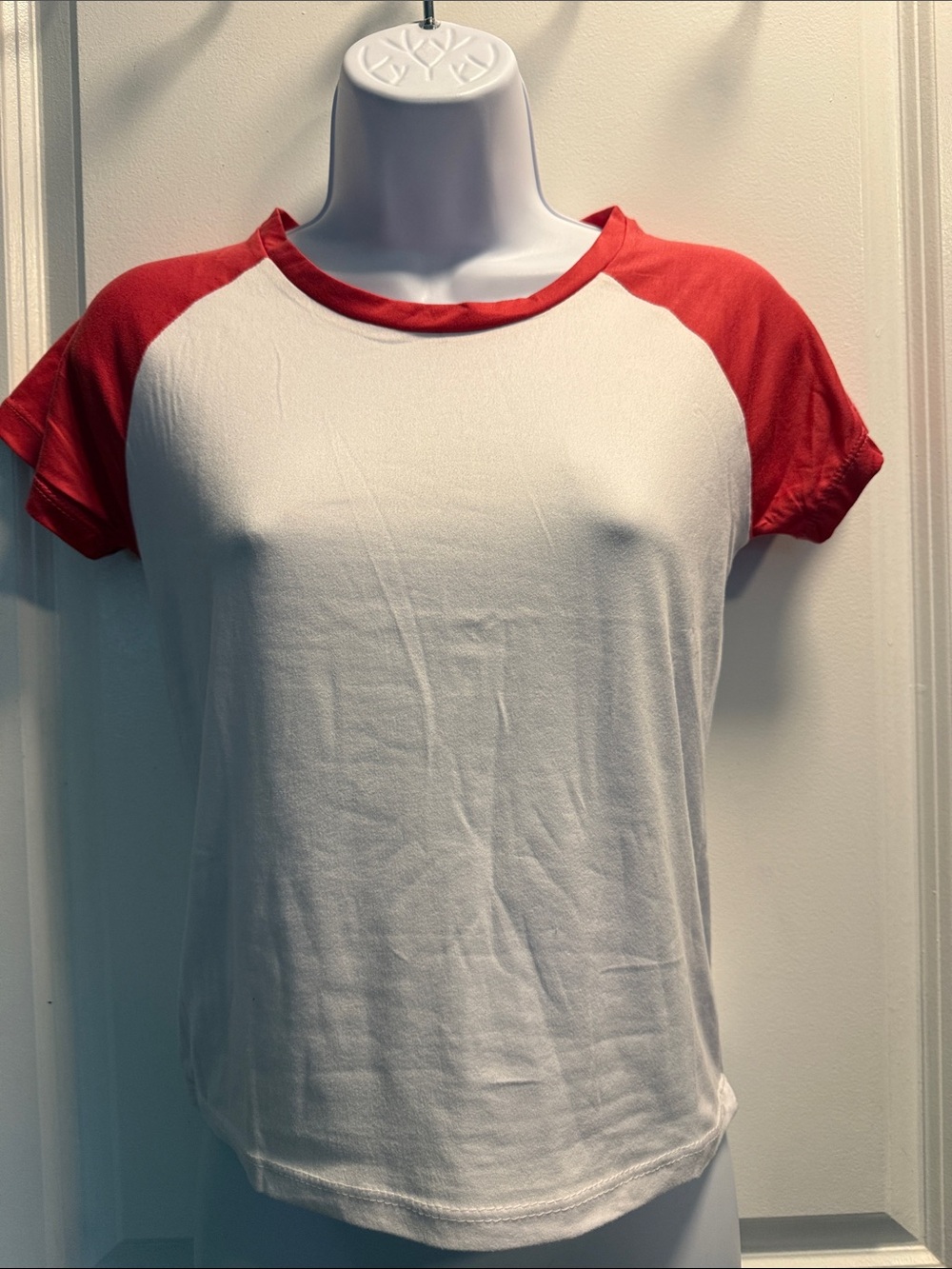 Splash White Tee with Fuchsia Raglan Sleeves